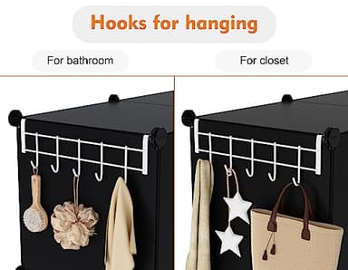 6-Cube Storage Organizer, Closet Organizer Storage Cabinet Shelf Bookcase Bookshelf with Metal Hammer, Storage Cubes Organizer Cabinet for Kids, Closet, Bedroom, Bathroom(11.8x11.8x11.8 inch)Black - Image 5