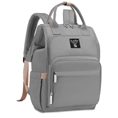 Pomelo Best Diaper Bag Backpack Stylish Waterproof Multifunctional Large Baby Bag with Changing Mat and Stroller Straps (Light Grey) - Image 1