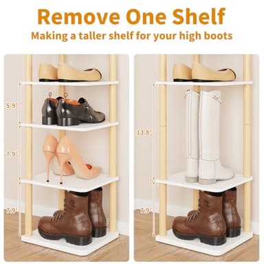 LUCKNOCK Vertical Shoe Rack, 8-Tier Tall Narrow Shoe Organizer for Entryway, Closet, Dorm & Small Spaces, Freestanding White Wooden Shoe Shelf Tower for Boots, Sneakers, Heels. - Image 9