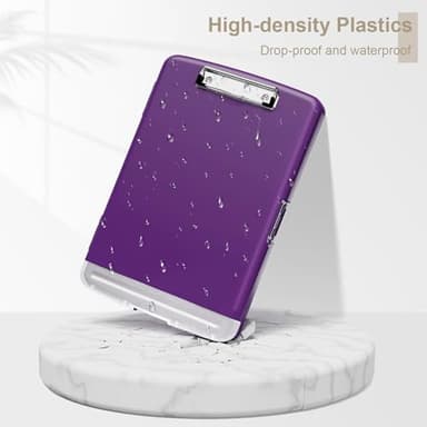 Piasoenc Clipboard with Storage, 8.5 x 11 Organization Box with Pen Holder and A4 Legal Paper Folder, Folio & Side-Opening, Low Profile Clip,for Nurses,Teachers, Size 14 x 9.6 x 1.2 in, Deep Purple - Image 5