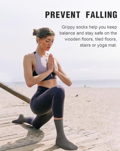 yeuG Non Slip Pilates Socks with Grips for Women, Grip Socks for Yoga Ballet Barefoot Workout Anti Skid Athletic Socks - Image 2