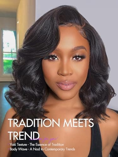 LUVME HAIR 12 Inch Light Yaki Loose Wave Wig Gorgeous Human Hair, Undetectable HD Lace Glueless Bob Wigs Human Hair Pre Plucked, Pre Cut Lace Wig Short Natural Black Wig - Image 2