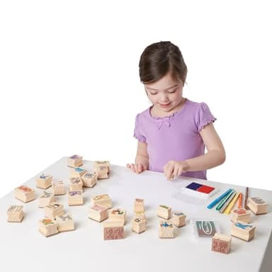 Melissa & Doug Deluxe Wooden Stamp Set: Animals - 30 Stamps, 6 Markers, 2 Stamp Pads - Image 8
