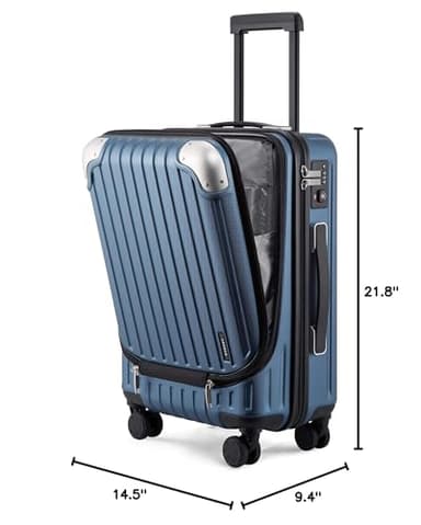 LEVEL8 Grace Carry on Luggage 22x14x9 Airline Approved, 20 Inch Hard Shell Suitcases with Spinner Wheels, Abs+Pc Hard Case Luggages with Tsa Lock for Airplane, Blue - Image 9