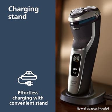 Philips Norelco Shaver 3900 Series, Wet and Dry Electric Shaver, P-Cap, Travel Pouch, Charging Stand, Storm Blue, Model S3341/92 - Image 3