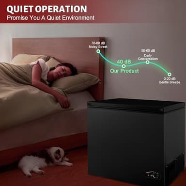 Chest Freezer 5.0 Cubic Feet, Deep Freezer with Removable Basket, 6 Level Adjustable Temperature from -18°F to 50°F, Manual Defrosting, Top Open Door, Suitable for Home, Black - Image 6