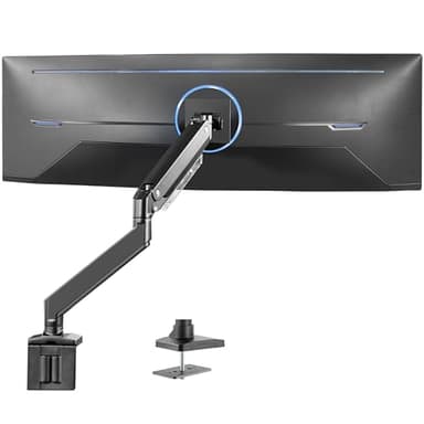 VIVO Premium Aluminum Monitor Arm for Ultrawide Screens up to 49 inches and 33 lbs, Heavy Duty Single Desk Mount, Pneumatic Height, Max VESA 100x100, Black, STAND-V101G1 - Image 1