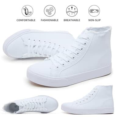 hash bubbie Unisex Canvas High top Sneakers Women's Classic Fashion High Tops Canvas Shoes Casual Tennis Shoes for Men（White.US9.5W/7.5M） - Image 9
