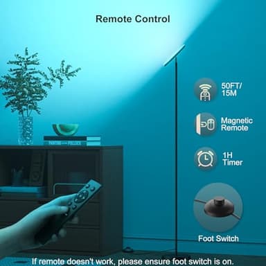 FULSUNT RGB Torchiere Floor Lamps for Living Room, 32W/3200LM Bright LED Standing Lamp with Remote, Modern Color Changing Tall Lamp with Stepless Dimming, 69" Corner Floor Lamp for Bedroom, Office - Image 3