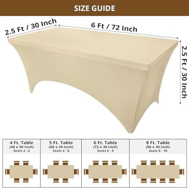Utopia Kitchen Spandex Tablecloth 2 Pack [6FT, Champagne] Tight, Fitted, Washable and Wrinkle Resistant Stretch Table Cloth Rectangle Cover for Trade Show, Weddings & Parties [72Lx30Wx30H Inch] - Image 2