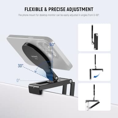 NEEWER Continuity Camera Mount for Desktop Monitor, Magnetic Tri Fold Desk Phone Webcam Holder with Arca Type Base, Compatible with MagSafe iPhone iMac Apple TV 4K Desktop Mac Laptop Samsung, SP08 - Image 4