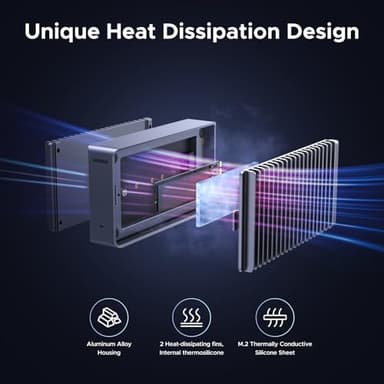 UGREEN 40Gbps M.2 NVMe Enclosure with Aluminum Double-Sided Fin Heat Dissipation, No Noise External SSD Case Compatible with Thunderbolt 4/3/USB4/3.2/2.0 M1 M2 Pro/Max (SSD Not Included) - Image 3