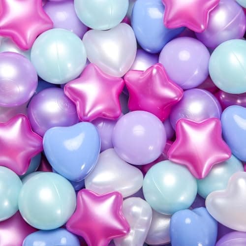 Star Ball Pit Balls for Ball Pit, Crush-Proof BPA Free Colorful Play Plastic Balls for Kids Toddler Christmas Party Decor Giant Friendship Bracelet Banner, Pearl Mermaid Blue,50pcs 2.15inch Balls - Image 1