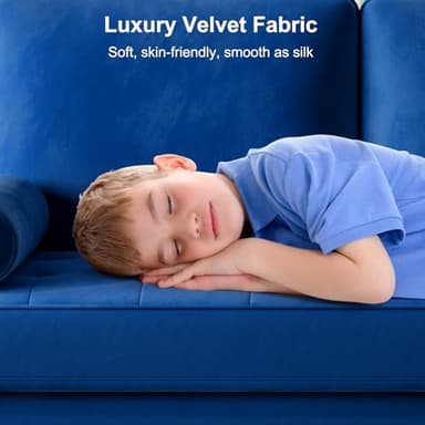 Vesgantti Blue Velvet 56" Mid-Century Modern Loveseat Sofa, 2 Seater with Tufted Seat, Sturdy Wooden Frame, Indoor Use - Image 7