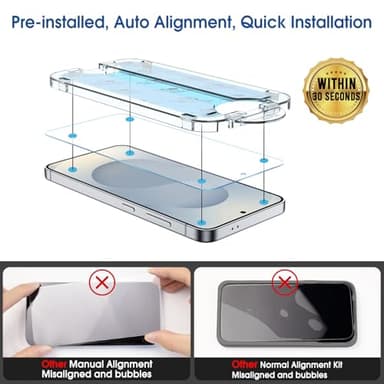 amFilm Auto-alignment OneTouch for Samsung Galaxy S25+ Plus 6.7'' Screen Protector + Camera Lens Protector, Tempered Glass, 30 seconds Installation, Bubble Free, Case Friendly, Anti-Scratch [2+2 Pack] - Image 3