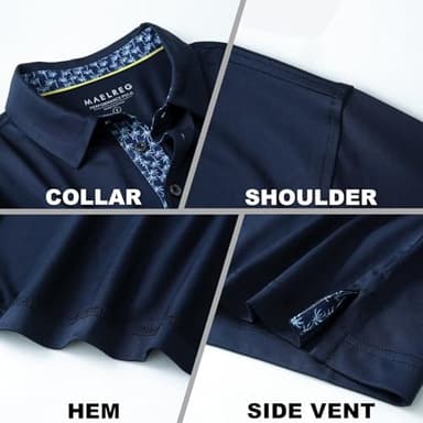M MAELREG Long Sleeve Golf Shirt Men Performance Tennis Athletic Golf Polo Long Sleeve Shirts for Men Navy - Image 4