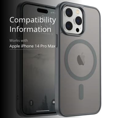 SUPFINE Magnetic for iPhone 14 Pro Max Case (Compatible with MagSafe) (Military Grade Drop Protection) Slim Translucent Matte Shockproof with Anti-Fingerprint Phone Case,Gray - Image 3