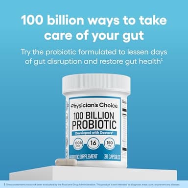 Physician's CHOICE 100 Billion Advanced Probiotic - 16 Strains + Organic Prebiotics - Digestive & Gut Health - Supports Occasional Constipation, Diarrhea, Gas & Bloating - Probiotics for Women & Men - Image 2
