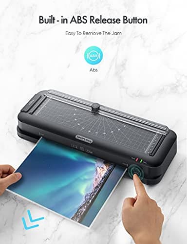 SINOPUREN 9-Inch Thermal Laminator Machine, 3-in-1 Laminator with Built-in Paper Trimmer, Hole Punch & Corner Rounder, 10 Laminating Pouches, Fast 3-Min Warm-Up, Jam-Free for Home, Office, School - Image 5