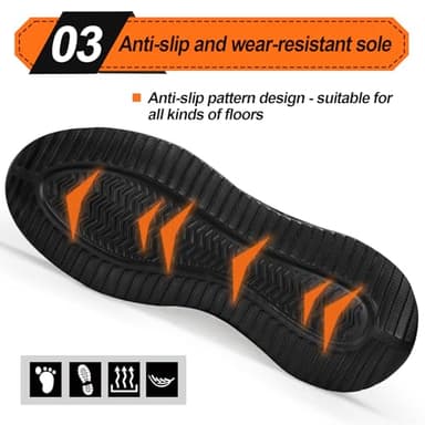 LAoutun Steel Toe Shoes for Men Women Work Shoes Safety Sneakers Comfortable Lightweight Puncture Proof Slip on Indestructible Work Sneakers - Image 4
