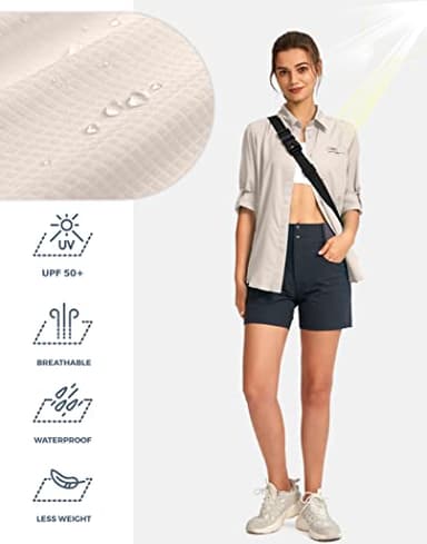 Womens Sun Protection Fishing Shirt with Zipper Pockets Lightweight SPF Long Sleeve Shirts for Hiking Safari - Image 3