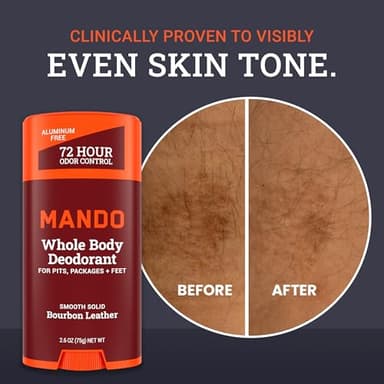 Mando Whole Body Deodorant For Men - Smooth Solid Stick - 72 Hour Odor Control - Aluminum Free, Baking Soda Free, Skin Safe - 2.6 Ounce (Pack of 2) - Bourbon Leather - Image 5