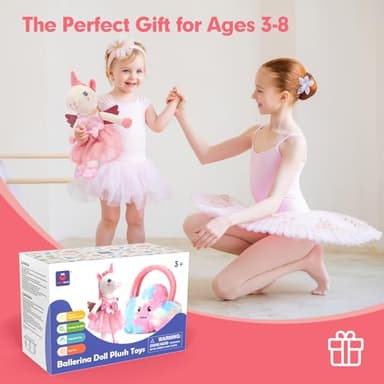 Unicorns Toys for Girls Age 4-6 Ballerina Doll Stuffed Animal Girl Toys Age 4-5 Ballet Dress up Doll 3 Set Clothes with Plush Bag 4 Year Old Girl Birthday Gifts 5 Year Old Gift Girls Stocking Stuffers - Image 8