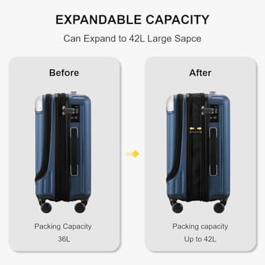 LEVEL8 Grace Carry On Luggage Airline Approved, 20 Inch Expandable Hardside Carry On Suitcase With Wheels, Abs+Pc Small Luggage with Tsa Lock, Blue, 20-Inch - Image 4