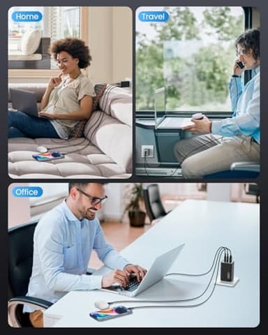 150W USB C Charger Block,GaN III Compact Foldable Wall Charger 3 Port Fast Charging Station,PD QC PPS Portable USB C Hub 100W Laptop Adapter for MacBook Pro/Air,iPad,iPhone 16/Pro,Galaxy S24,Dell etc - Image 7