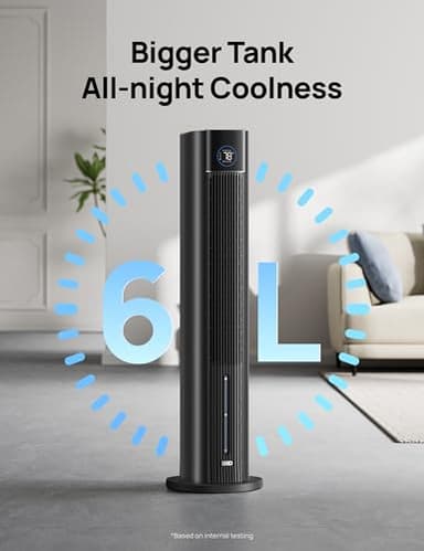 Dreo Evaporative Air Swamp Cooler, 43" Cooling Fans that Blow Cold Air 2025 Upgraded, 85° Oscillating Floor Fan for Bedroom, Easy Cleaning, APP Control, Ice Packs, 4 Speeds & 4 Modes, 12H Timer, Black - Image 3