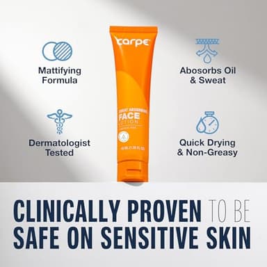 Carpe Sweat Absorbing Face Lotion for Oily Skin Control, Mattifying Face Lotion with Moisturizing Hyaluronic Acid and Squalane, Fragrance Free, 1.35 oz - Image 2