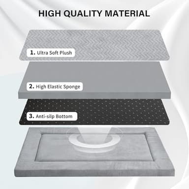 WESTERN HOME Dog Bed for Crate, High Resilience Foam Dog Crate Mat Kennel Pad with Soft Wavy Plush Comfortable Anti-Slip Washable Pet Bed for Large Medium Small Dogs & Cats - Image 3