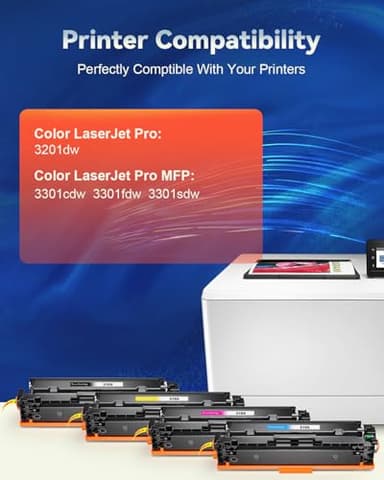 218X Toner Cartridges 4 Pack High Yield (with Chip) Compatible Replacement for HP 218X 218A for Color Laserjet Pro 3201dw MFP 3301fdw 3301cdw 3301sdw Printer Ink Set W2180X(Black Cyan Yellow Magenta) - Image 2