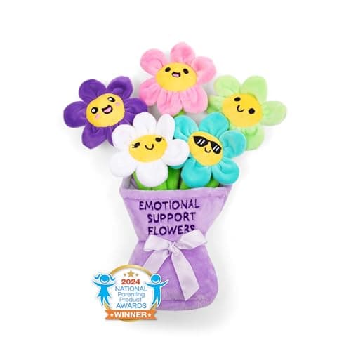 Emotional Support Flowers by Relatable, Cuddly Stuffed Animals and Toys, Squishy Toys and Plushies, Great Gift Ideas for Loved Ones of All Ages, Includes 5 Plushies with Carrying Basket - Image 1