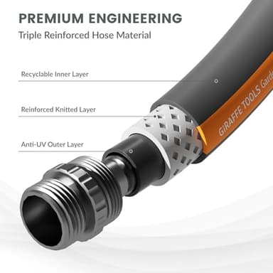 Giraffe Tools Garden Hose 5FT, 5/8" Lightweight Lay Flat Water Hose, Custom Length, Flexible, Leakproof Hybrid Hose Pipe with Male to Female Fitting - Image 4