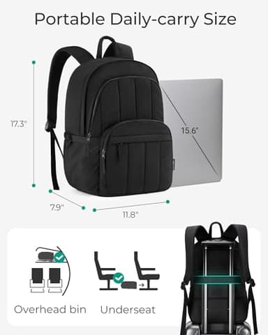 BAGSMAT Womens Backpack Travel Laptop Backpack for Women, Quilted College Laptop Bookbag, Work Back Pack for Women, Cute Computer Water-Resistant Casual Daypack, Puffer Champagne - Image 6
