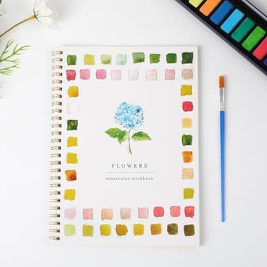 Watercolor Workbooks, Watercolor Paper, Beginner-Friendly Flowers Watercolor Workbooks, 12 Colors Watercolor Paint Set with Paint Brush, watercolor Book for Teens、Adults - Image 6