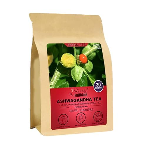 FullChea - Ashwagandha Tea, 2.5g X 30 Count - Sourced from India - Premium Natural Dried Cut & Sifted Root - Non-GMO - Caffeine-free - Rich in Antioxidants & Boost Energy - Image 1