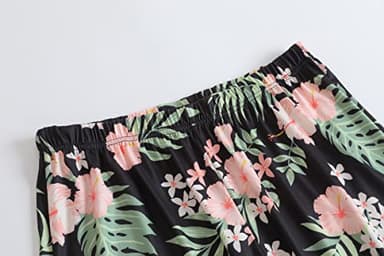 Vozanet Women's V Neck Sexy Pajama Sets Capri Sleepwear Elegant Floral Patterns Nighty Plus Size S-4XL, Black-Floral, Large - Image 5