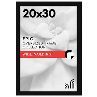 Americanflat 20x30 Poster Frame with Polished Plexiglass - Black Picture Frame - Wide Photo Frames Made of Engineered Wood for Vertical or Horizontal Wall Display - Epic Collection - Black - Image 1