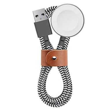 Native Union Belt Watch Cable - 4ft Ultra-Strong Reinforced [MFi Certified] Durable USB Charging Cable Compatible with Apple Watch, Leather Strap (Zebra) - Image 1