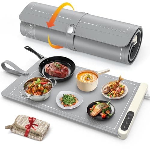 FYY Warming Mat for Food - Rapid and Full Surface Heating, 6 Temp Settings, 6H Timer, Rollable Portable Food Warming Mat, Ideal for Gatherings, Parties, Keep Meal Warm (X Large Size, Gray) - Image 1