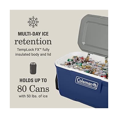 Coleman Classic Series Insulated Portable Rolling Cooler with Wheels, Leak-Resistant Outdoor Hard Cooler Keeps Ice up to 5 Days, 100-Quart - Image 2