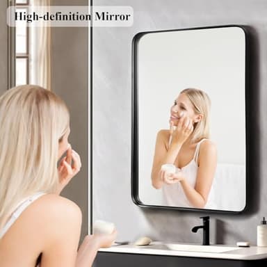 Fabuday Bathroom Mirror Over Sink - 24x36 Inch Black Framed Rectangle Bathroom Mirror for Vanity, Wall Mounted Bathroom Mirrors for Restroom, Farmhouse, Entryway, Hangs Vertically or Horizontally - Image 3