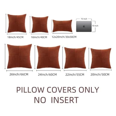 Fancy Homi 2 Packs Rust Boho Decorative Throw Pillow Covers 18x18 Inch for Couch Bed Sofa, Farmhouse Fall Home Decor, Soft Corss Corduroy Patchwork Textured Terracotta Accent Cushion Case 45x45 cm - Image 9