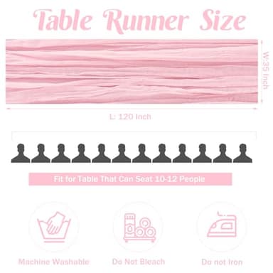 6 Pieces Pink 10FT Cheesecloth Table Runner Boho Gauze Fabric Table Runner Rustic Sheer Runner for Wedding Birthday Baby Shower Party Boho Table Decoration（Pink） - Image 4