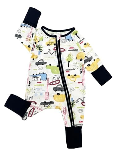 Bow Dream Bamboo Baby Boy Romper Footed Long Sleeve Footies Newborn Girl Clothes Footless with Zipper and Mitten Cuffs Car Dog 18-24M - Image 4