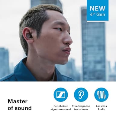 Sennheiser MOMENTUM True Wireless 4 Smart Earbuds with Bluetooth 5.4, Crystal-Clear Sound, Comfortable Design, 30-Hour Battery Life, Adaptive ANC, LE Audio and Auracast - Black Graphite - Image 3