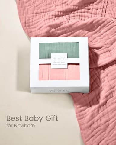 FAVERDIIY 35x35 Inch 2 Pack 100% Muslin Cotton Baby Bath Towel, Hooded Baby Towels for Newborn, Soft Baby Beach Towels with Hood for Infants, Toddlers and Kids, Essentials Must Haves Dusty Pink+ White - Image 6