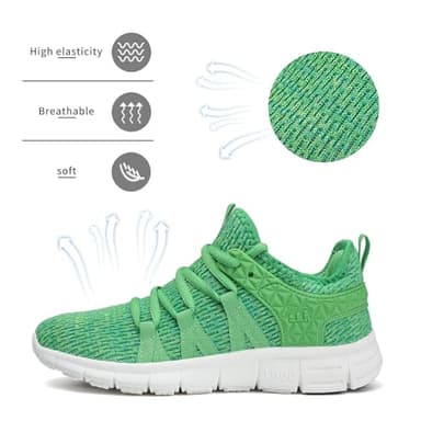 INZCOU Running Shoes Lightweight Tennis Shoes Non Slip Workout Shoes Green Breathable Mesh Walking Sneakers 7women / 6men - Image 4